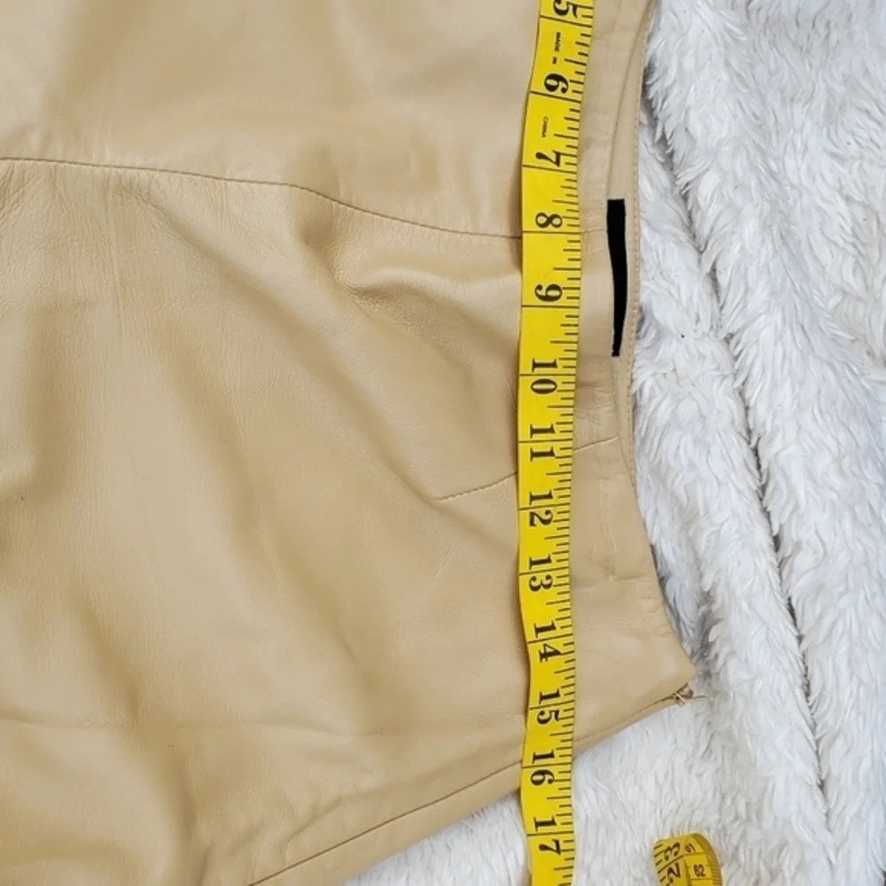 Vintage Dana Buchman Super Soft Trouser beige leather pants 8 - Picture 10 of 13